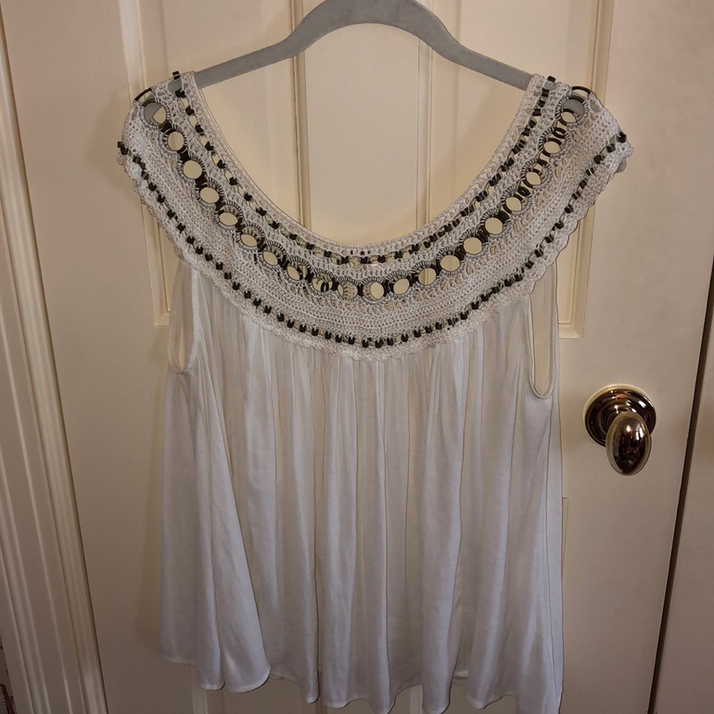 Free People White Off the Shoulder Embellished top